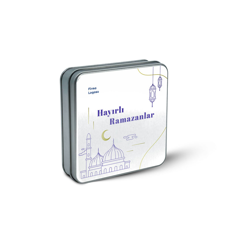216 Adet Ramazan Temalı Baskılı Kare Metal Kutu – 21.5cm x 21.5cm x 4cm