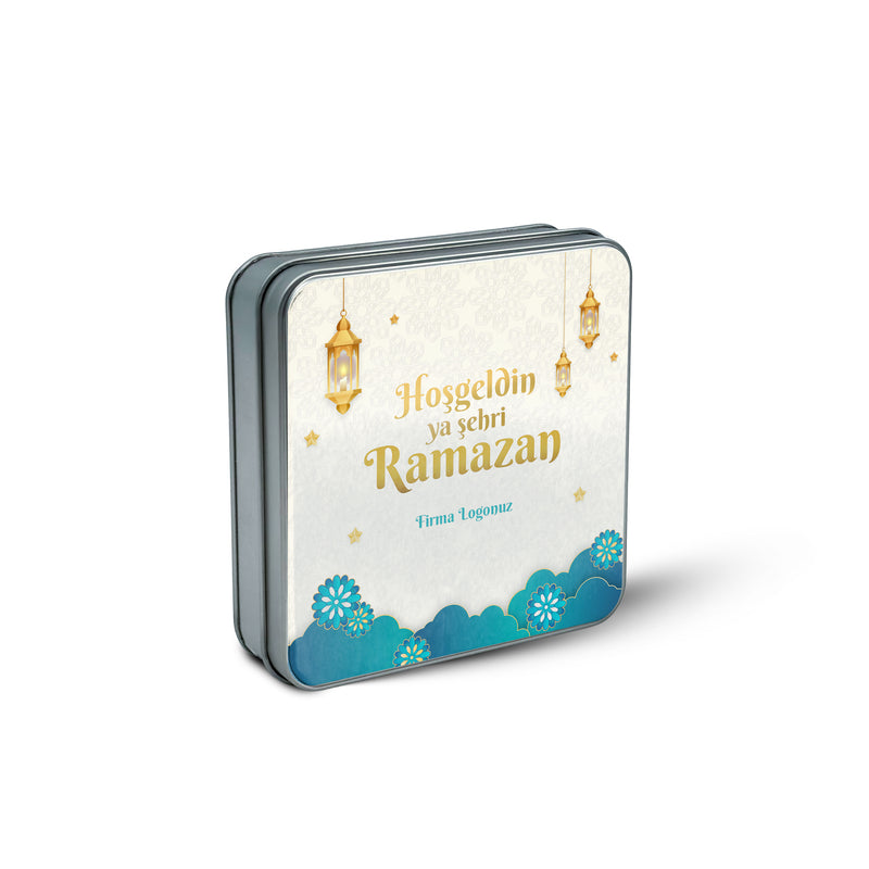 216 Adet Ramazan Temalı Baskılı Kare Metal Kutu – 21.5cm x 21.5cm x 4cm