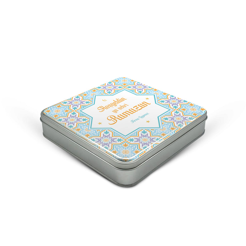 216 Adet Ramazan Temalı Baskılı Kare Metal Kutu – 21.5cm x 21.5cm x 4cm