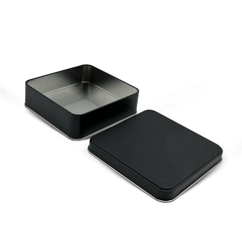 144 Adet Siyah Kare Metal Kutu - 12 cm x 12 cm x 4 cm