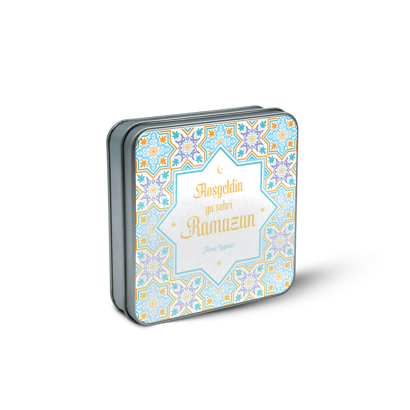 216 Adet Ramazan Temalı Baskılı Kare Metal Kutu – 21.5cm x 21.5cm x 4cm