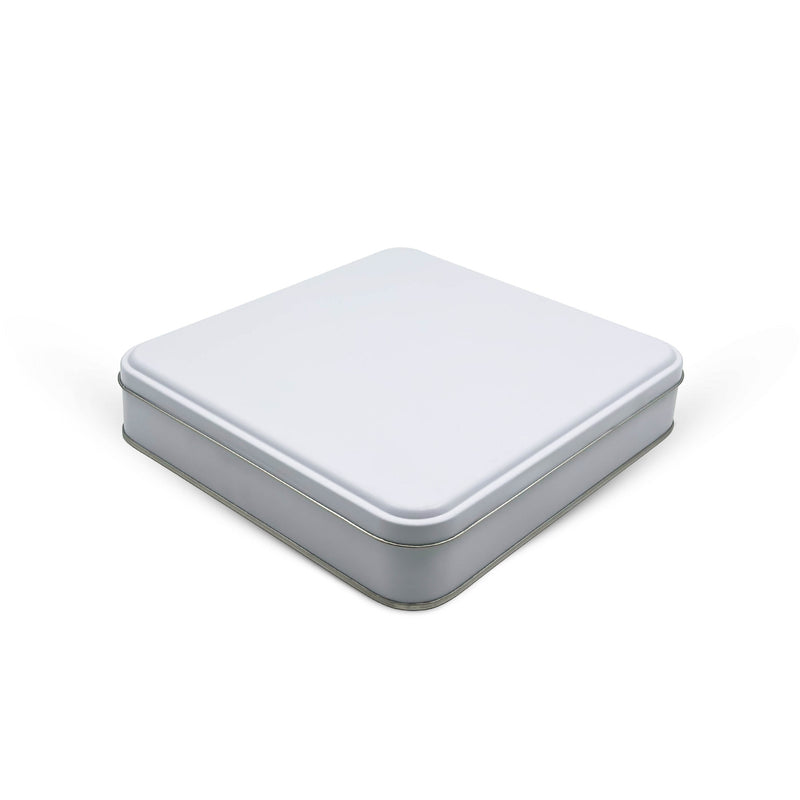 108 Adet Beyaz Kare Metal Kutu - 21.5 cm x 21.5 cm x 4 cm