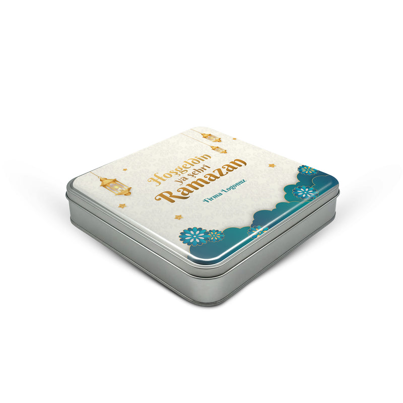 216 Adet Ramazan Temalı Baskılı Kare Metal Kutu – 21.5cm x 21.5cm x 4cm