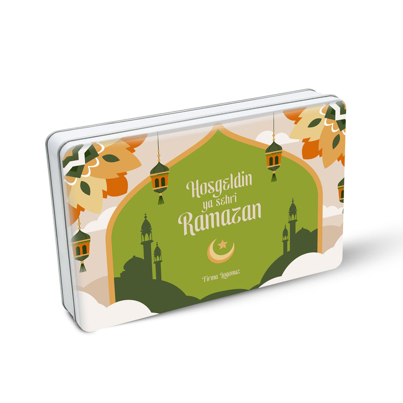 252 Adet Ramazan Temalı Hazır Tasarımlı Dikdörtgen Metal Kutu – 17 cm x 26 cm x 4 cm