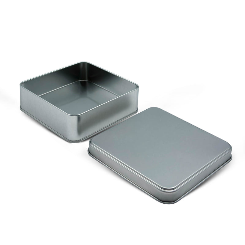 144 Adet Silver Kare Metal Kutu - 12 cm x 12 cm x 4 cm