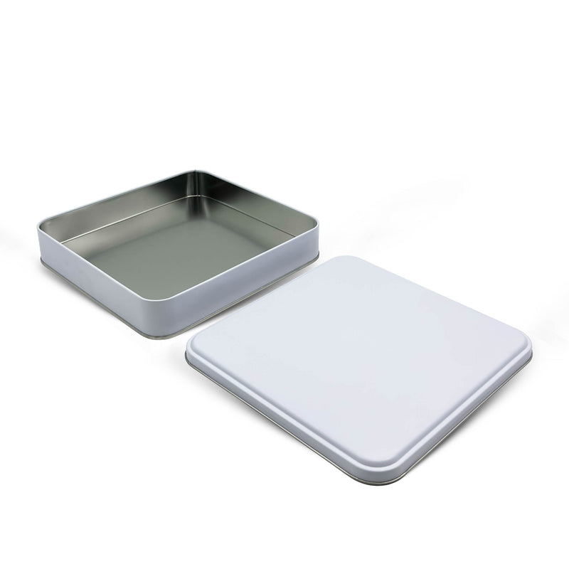 108 Adet Beyaz Kare Metal Kutu - 21.5 cm x 21.5 cm x 4 cm