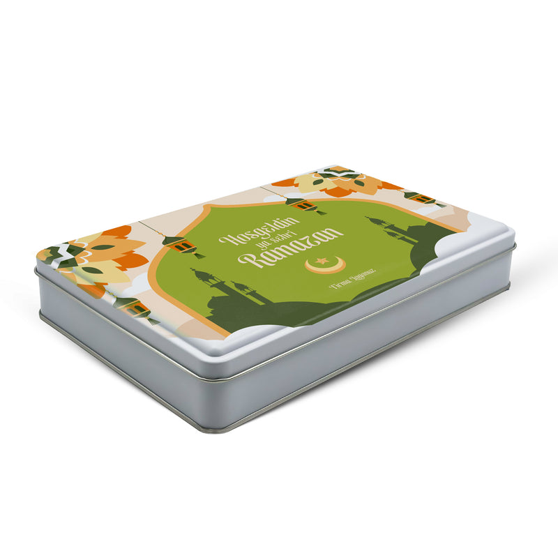 252 Adet Ramazan Temalı Hazır Tasarımlı Dikdörtgen Metal Kutu – 17 cm x 26 cm x 4 cm