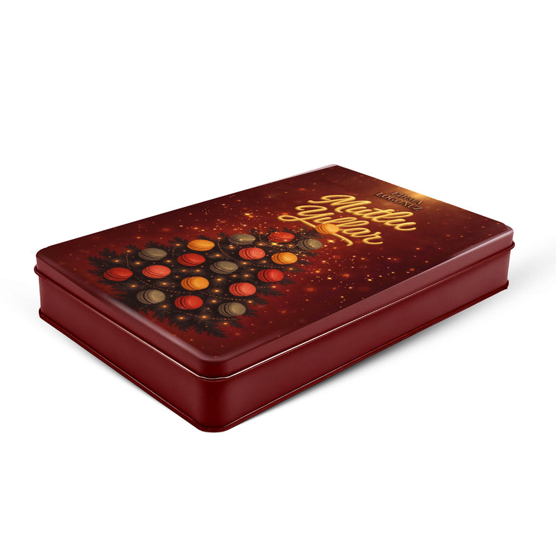 126 Adet Yılbaşı Temalı Baskılı Dikdörtgen Metal Kutu – 17 cm x 26 cm x 4 cm