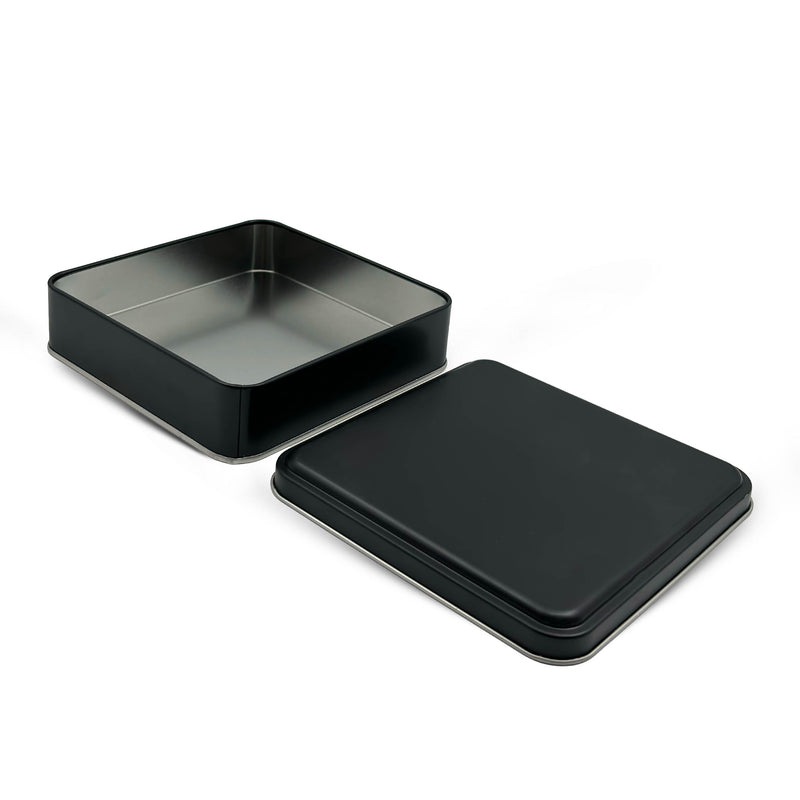 144 Adet Siyah Kare Metal Kutu - 16 cm x 16 cm x 4 cm