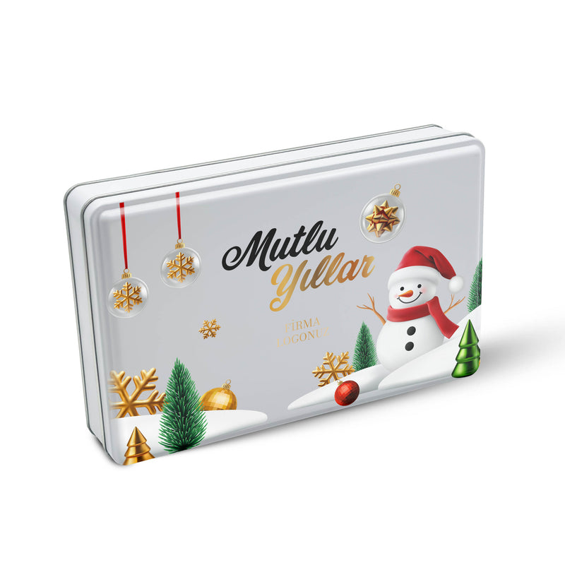 126 Adet Yılbaşı Temalı Baskılı Dikdörtgen Metal Kutu – 17 cm x 26 cm x 4 cm