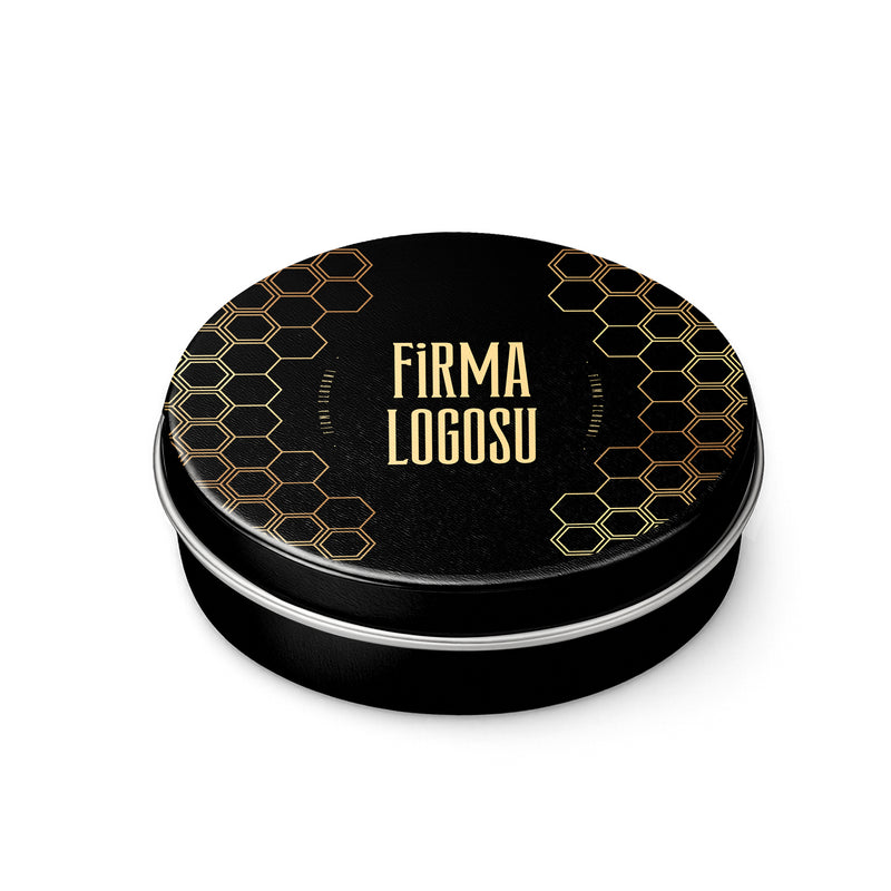 200 Adet Baskılı Yuvarlak Metal Bal Kutusu – 21.5 cm Çap / 4 cm Yükseklik