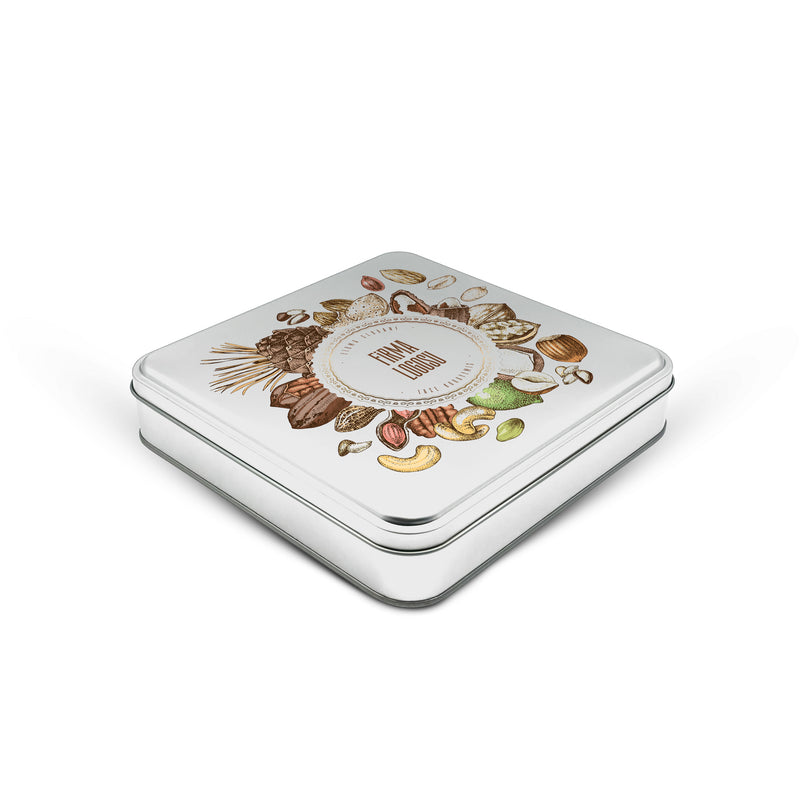 216 Adet Hazır Tasarımlı Kare Kuruyemiş Kutusu – 21.5 cm x 21.5 cm x 4 cm