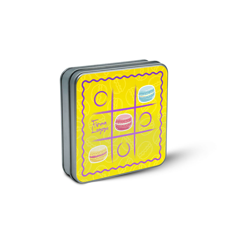 216 Adet Hazır Tasarımlı Kare Makaron Kutusu – 21.5 cm x 21.5 cm x 4 cm