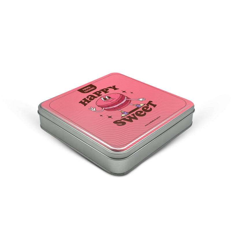 216 Adet Hazır Tasarımlı Kare Makaron Kutusu – 21.5 cm x 21.5 cm x 4 cm