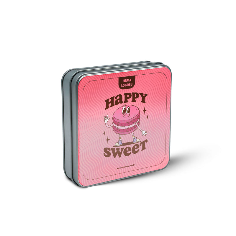 216 Adet Hazır Tasarımlı Kare Makaron Kutusu – 21.5 cm x 21.5 cm x 4 cm