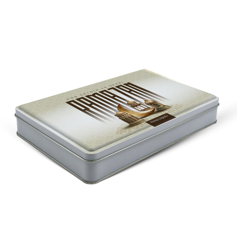 252 Adet Ramazan Temalı Hazır Tasarımlı Dikdörtgen Metal Kutu – 17 cm x 26 cm x 4 cm