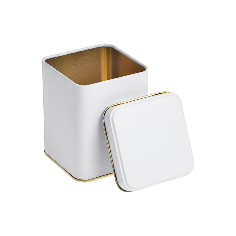 100 Adet Beyaz Kare Metal Kutu - 7.5 cm x 7.5 cm x 10.2 cm