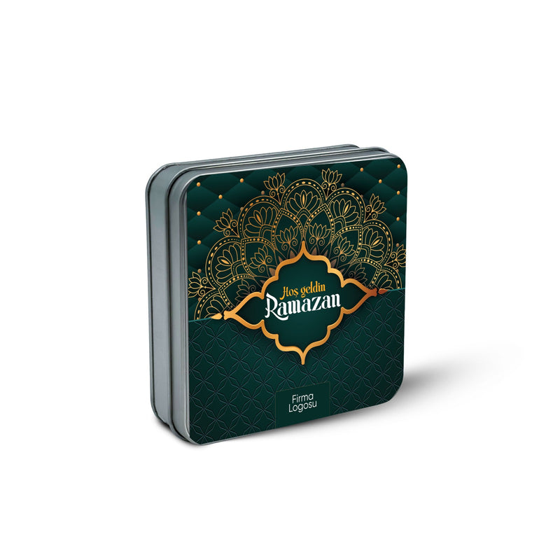 216 Adet Ramazan Temalı Baskılı Kare Metal Kutu – 21.5cm x 21.5cm x 4cm