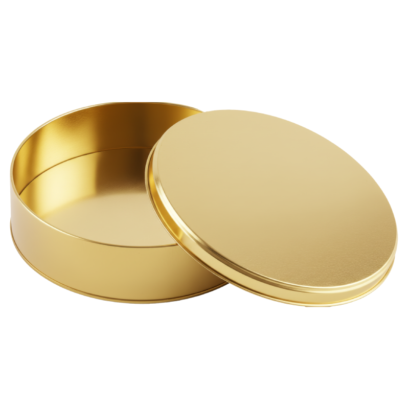 25 Adet Gold Yuvarlak Metal Kutu – 21.5 cm Çap / 5.5 cm Yükseklik