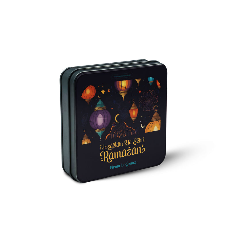 216 Adet Ramazan Temalı Baskılı Kare Metal Kutu – 21.5cm x 21.5cm x 4cm