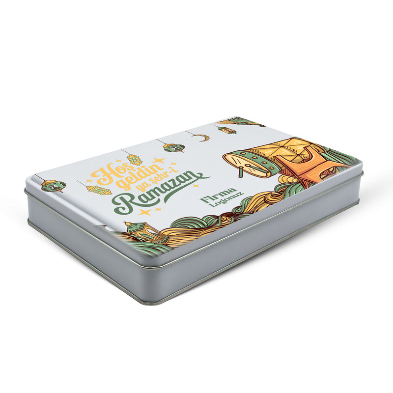 252 Adet Ramazan Temalı Hazır Tasarımlı Dikdörtgen Metal Kutu – 17 cm x 26 cm x 4 cm