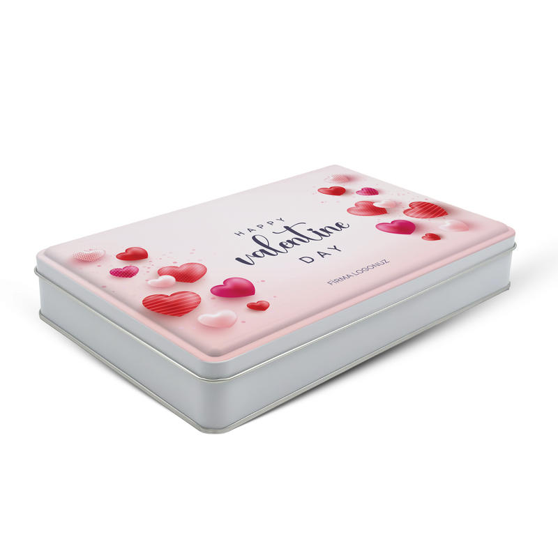 252 Adet Sevgililer Günü Temalı Hazır Tasarımlı Dikdörtgen Metal Kutu – 17 cm x 26 cm x 4 cm