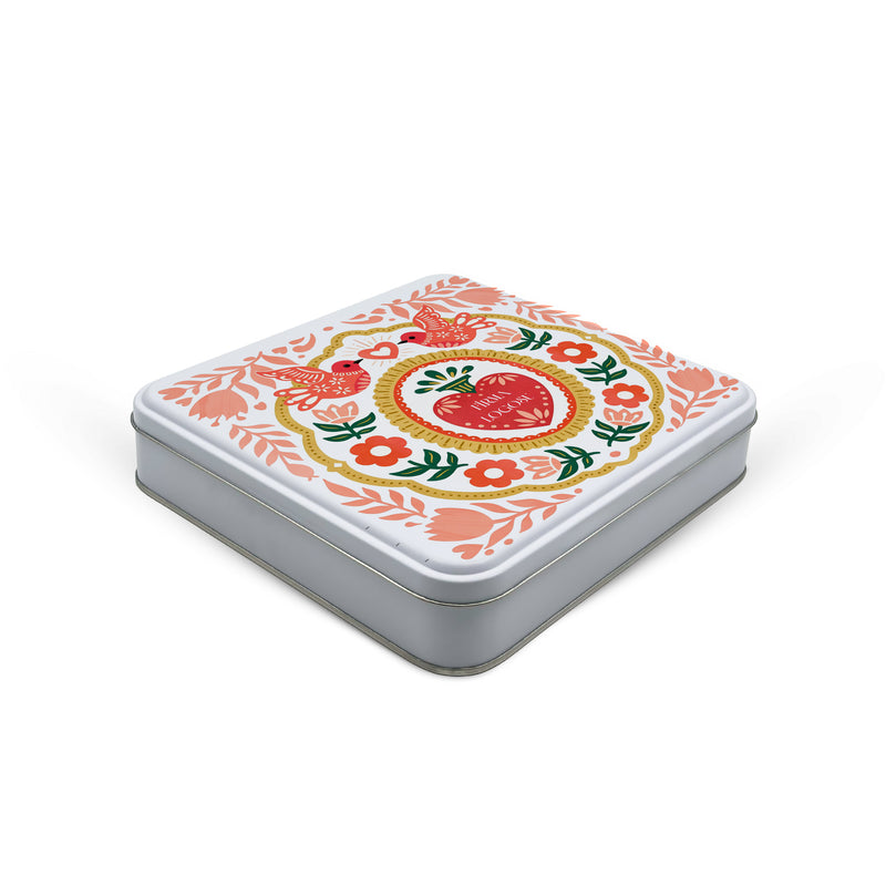 216 Adet Sevgililer Günü Temalı Baskılı Kare Metal Kutu – 21.5cm x 21.5cm x 4cm