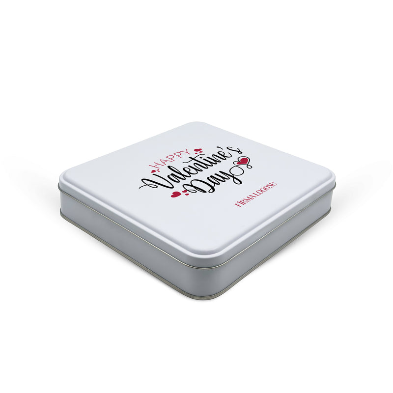 Numune Sevgililer Günü Temalı Baskılı Kare Metal Kutu – 21.5cm x 21.5cm x 4cm