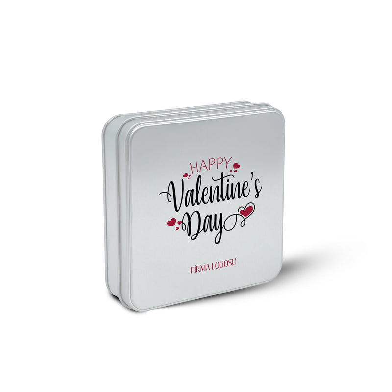 Numune Sevgililer Günü Temalı Baskılı Kare Metal Kutu – 21.5cm x 21.5cm x 4cm