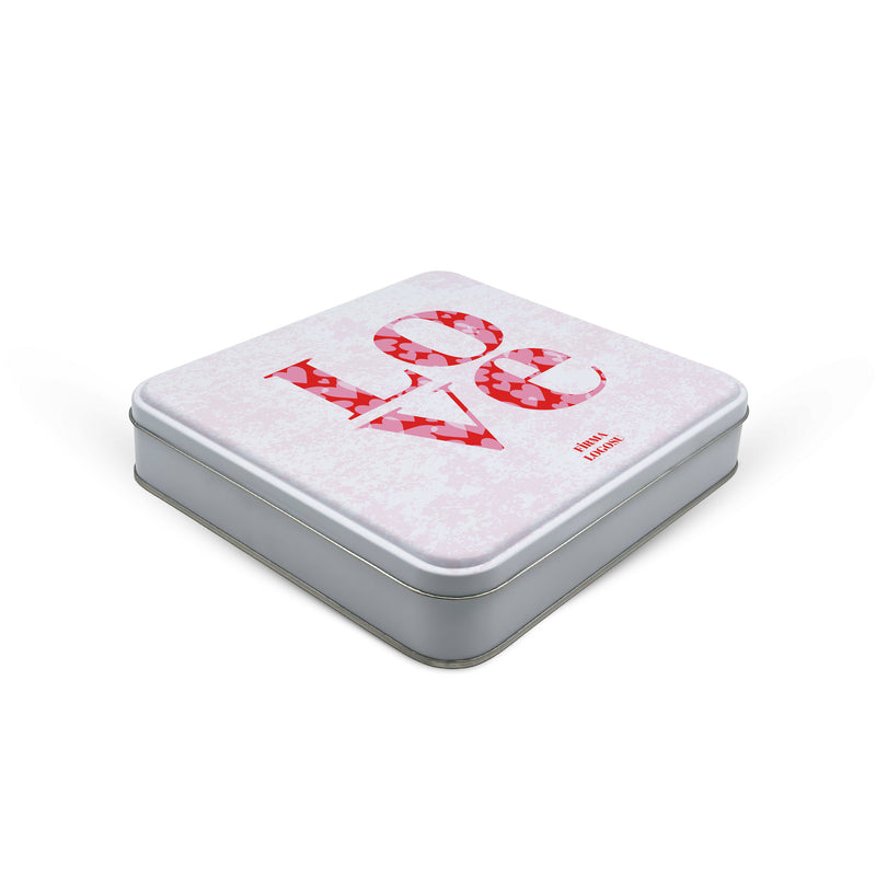 Numune Sevgililer Günü Temalı Baskılı Kare Metal Kutu – 16 cm x 16 cm x 4 cm
