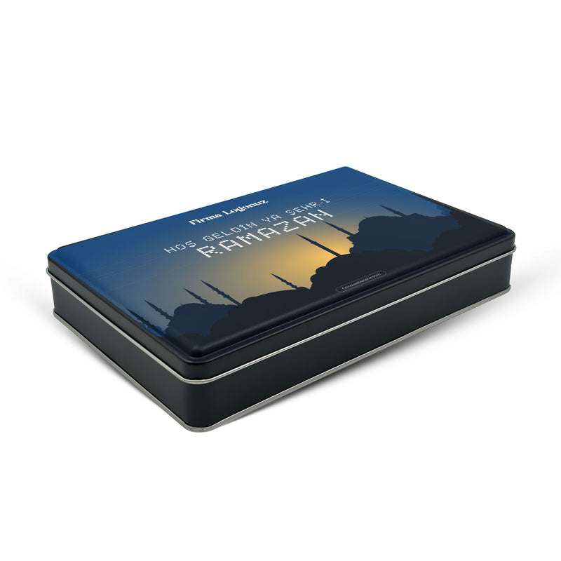 252 Adet Ramazan Temalı Hazır Tasarımlı Dikdörtgen Metal Kutu – 17 cm x 26 cm x 4 cm