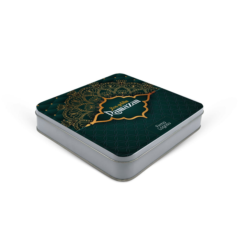 216 Adet Ramazan Temalı Baskılı Kare Metal Kutu – 21.5cm x 21.5cm x 4cm